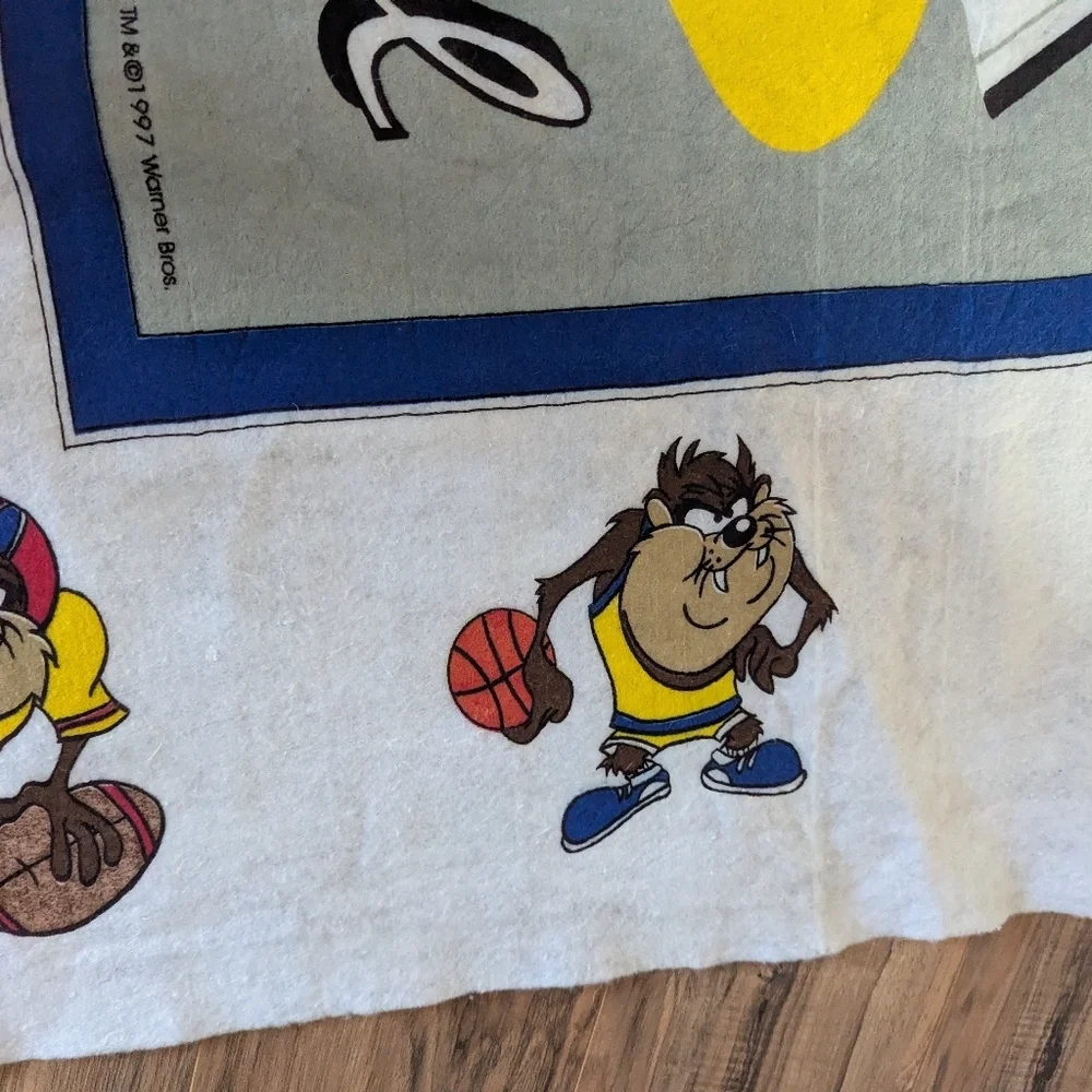 Vintage 1997 Fleece Taz The Tasmanian Devil Blanket. Sporty Taz.